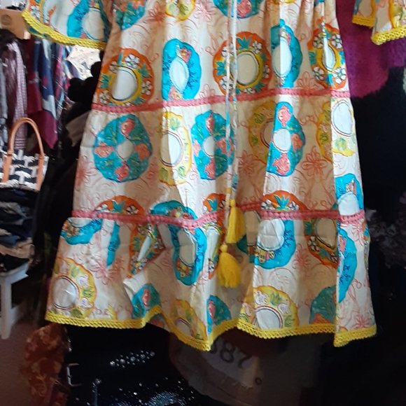 MODA POSA DESDERIA DRESS SPRING SUMMER DRAWSTRING WAIST COTTON - Picture 2 of 6